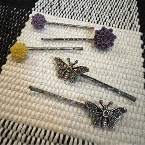 Vintage Bobby Pin Set: Flowers + Butterflies